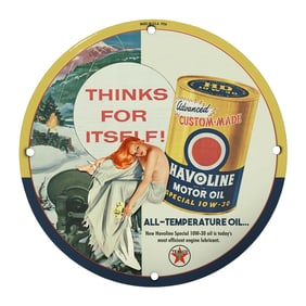 Unique 8-Inch Round Porcelain Rare Design Sign