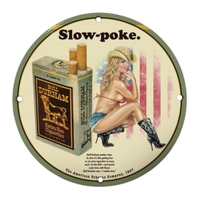 Vintage Porcelain Sign: Bull Durham Slow-Poke Cigarettes Design - Rare Collectible