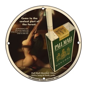 Vintage 1969 Pall Mall Menthol Porcelain Sign - Unique 8" Round Design for Collectors