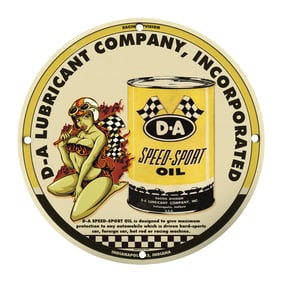 Vintage 8? Round D-A Lubricant Company Porcelain Sign ? Exceptional Automotive Collectible