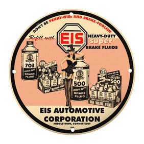 Vintage EIS Automotives Rare Porcelain Sign ? Classic Collectible for Car Enthusiasts