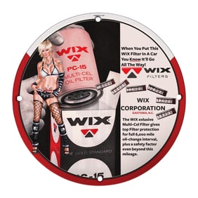 Vintage 8" Round Wix Filters Porcelain Sign - Rare Automotive Memorabilia Collectible