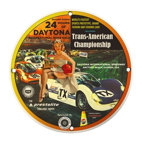 Vintage 24 Hours of Daytona International Road Race Rare Porcelain Collectible Sign