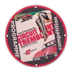 Rare 8-Inch Round Vintage Porcelain Sign - Circuit Mont Tremblant Racing Memorabilia