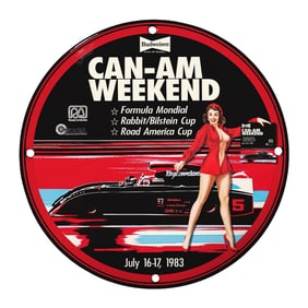 Vintage Budweiser Can-Am Weekend Porcelain Sign - Rare Collectible from 1983