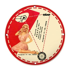 Vintage 1956 Seafair Sports Car Race Porcelain Sign - Rare Collectible Art