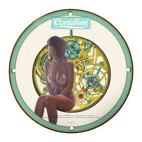 Vintage 8" Rare Design Porcelain Sign - Cortebert with Stunning Artwork