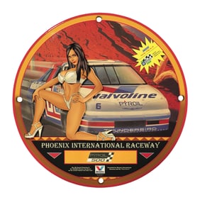 Stunning 8" Round Rare Porcelain Sign - Phoenix International Raceway Collectible