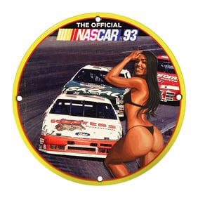 Rare 1993 NASCAR Official Porcelain Sign - Vintage Collectible Memorabilia