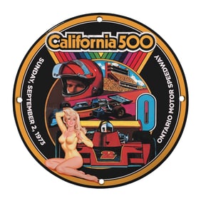 Rare Vintage California 500 Porcelain Sign - Limited Edition Memorabilia from 1973