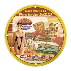 Vintage 8" Round Porcelain Sign: National 500 World Service Life 30 - A Collector's Dream