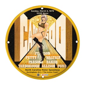 Vintage 8" Round Rare Design Porcelain Sign - NASCAR Collectible Memorabilia