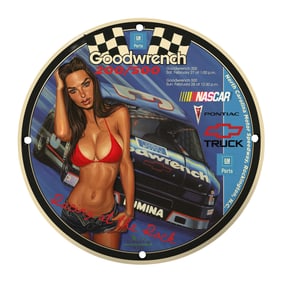 Rare 8-Inch Round Goodwrench Porcelain Sign - Vintage NASCAR Collectible