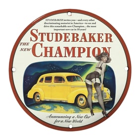 Rare 8" Round Vintage Studebaker Champion Porcelain Sign ? Classic Automotive Art