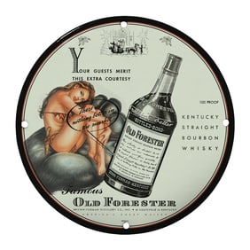 Rare Vintage 8" Porcelain Sign Featuring Old Forester Bourbon - Unique Bar Decor