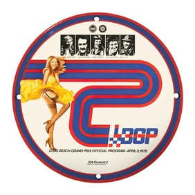 Rare 8" Porcelain Sign - Long Beach Grand Prix 1978 - Unique Vintage Racing Memorabilia