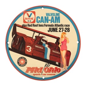 Unique 8" Porcelain Sign: Valvoline CAN-AM Racing Artwork for Collectors
