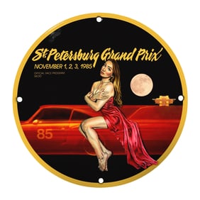 Rare 8" Porcelain Sign: St. Petersburg Grand Prix Vintage Design from 1985