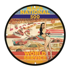 Rare Unique 8" Porcelain Sign - NAPA National 500 Vintage Art for Collectors