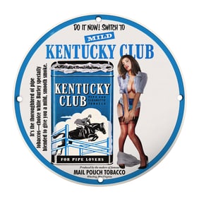 Unique 8" Porcelain Sign: Kentucky Club Tobacco - Vintage Art for Collectors