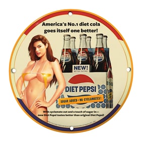 Vintage 8" Porcelain Diet Pepsi Sign - Unique Collectible for Soda Enthusiasts