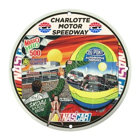Unique 8" Porcelain Sign Featuring Charlotte Motor Speedway: A Must-Have for NASCAR Collectors