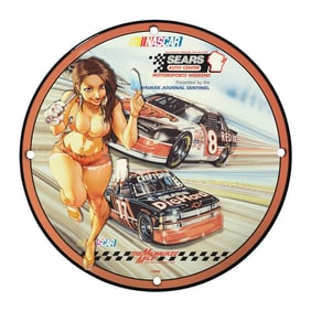 Rare Unique 8" NASCAR Porcelain Sign - Limited Edition Collectible for Racing Fans