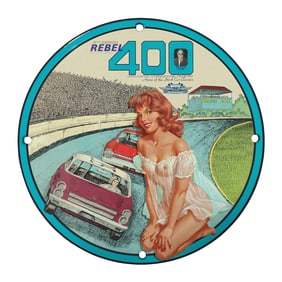 Rare Vintage 8" Porcelain Sign - 11th Annual Rebel 400 - Collector's Item