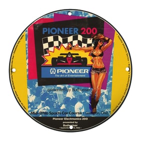 Rare 8" Porcelain Sign - Pioneer 200 Racing Event Collectible