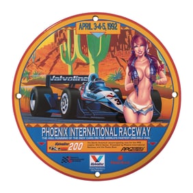 Rare Vintage 8" Porcelain Sign - Phoenix International Raceway 1992 - Unique Artwork