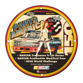Rare Unique Design 8" Porcelain Sign: Vintage NASCAR Parts America Collectible