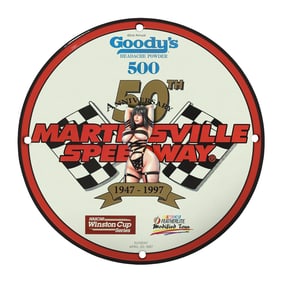 Collectible 8" Porcelain Sign Celebrating 50th Anniversary of Martinsville Speedway 1997