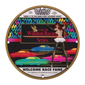 Collectible 8" Vintage NASCAR Winston Racing Series Porcelain Sign ? Unique Design for Bidding