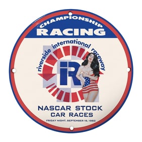 Rare 8" Porcelain Racing Sign - Nostalgic Riverside International Raceway Collectible