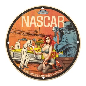 Vintage NASCAR Porcelain Sign - Unique 8'' Design for Collectors and Racing Enthusiasts