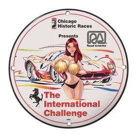 Unique 8" Porcelain Sign - Chicago Historic Races 1992, International Challenge