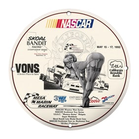 Rare 8" Porcelain NASCAR Sign from 1992 Mesa Marin Raceway - Unique Vintage Collectible