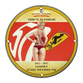 Unique 8" Porcelain Sign - Tribute to Ferrari Vintage Design