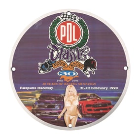 Vintage 8" Porcelain Sign: PDL Classic Motor Racing - A Unique Collectible Item