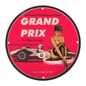 Rare Vintage 1963 Grand Prix Porcelain Sign - Unique Design for Collectors