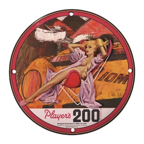 Rare 8" Unique Porcelain Sign - Player's 200 1964 Vintage Racing Art Collectible