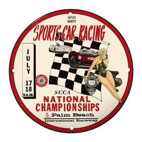 Rare Vintage 8" Porcelain Sign: Sports Car Racing Championships - Unique Collectible