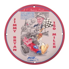 Rare Jimmy Bryan 150 Miler Porcelain Sign - Unique Vintage Racing Collectible