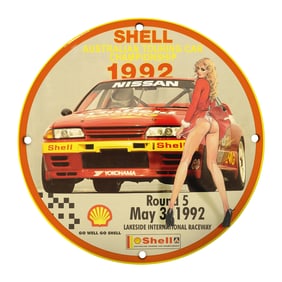 Rare 8" Vintage Porcelain Sign - 1992 Shell Australian Touring Car Championship