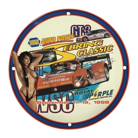 Rare Vintage 8" Porcelain Sign - Sebring Classic GT-3 with Iconic Racing Graphics