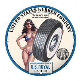 Rare Vintage United States Rubber Company 8" Porcelain Sign - Unique Collectible Advertising