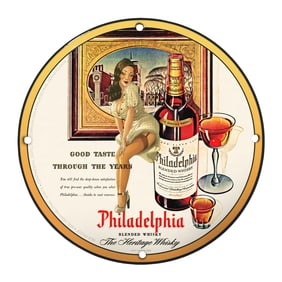 Unique 8" Vintage Porcelain Sign - Philadelphia Blended Whisky Decorative Art