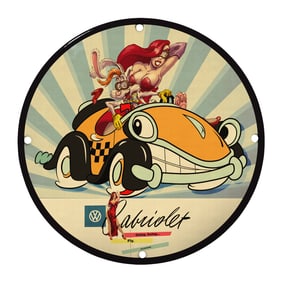 Rare 8" Unique Porcelain Sign Featuring Vintage Cartoon Characters ? Perfect for Collectors!
