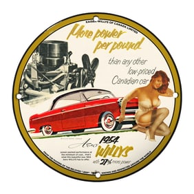 Rare 8" Kaiser Willys Porcelain Sign - Unique 1954 Advertising Memorabilia