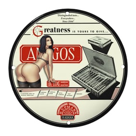 Rare 8-Inch Retro Porcelain Sign Featuring Unique Design & Vintage Aesthetics